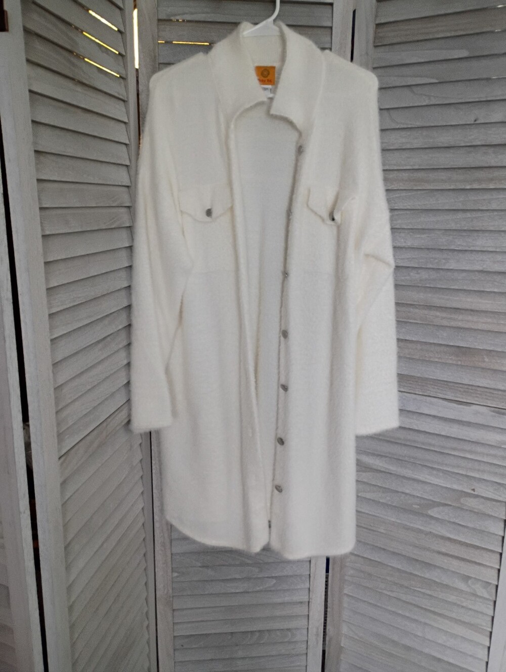 Ruby Rd. Size Medium Fuzzy White Long Button-Up Teddy Coat NWOT -FITS TRUE